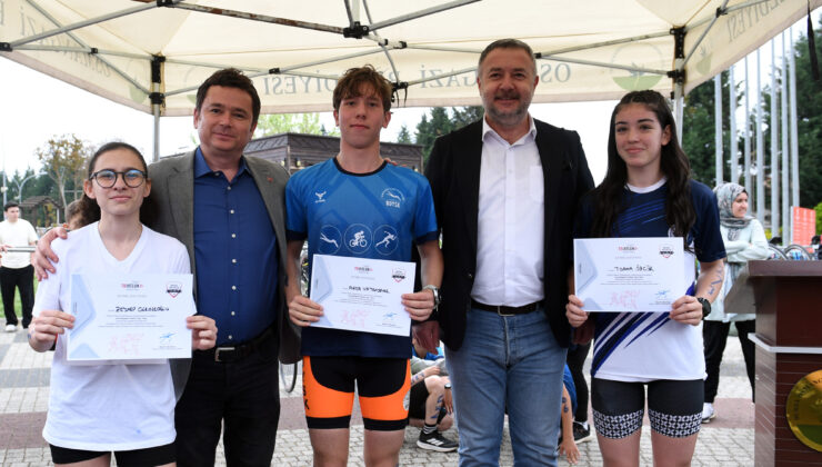 Osmangazi’de 103 genç sporcu duatlon parkurunda ter döktü