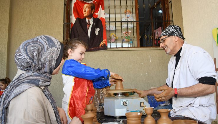 Çocuklar çömlek atölyesinde hem öğrendi hem üretti